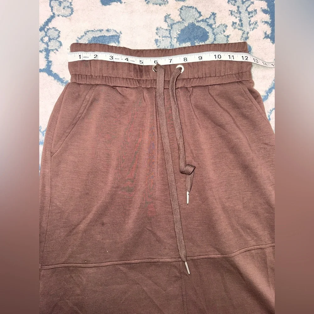 GRECERELLE chocolate brown midi length sweatsuit pull on skirt casual leisure Sm